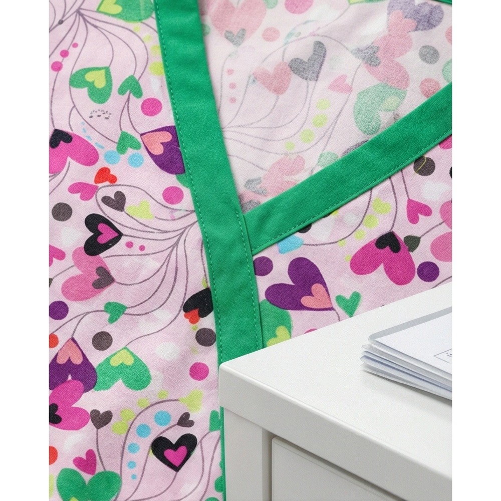 Koi by Kathy Peterson XS Womens Heart Print Happiness Mock Wrap Scrub‎ Top Pink - Picture 12 of 14